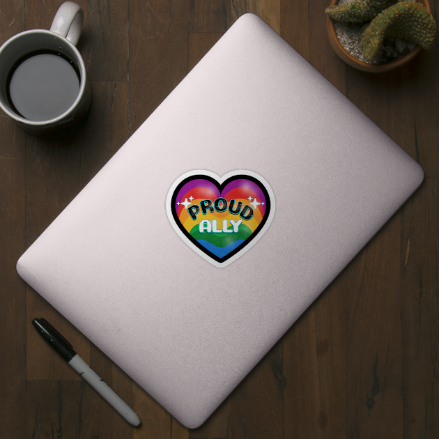 PRIDE Month Proud Ally Rainbow Pride Heart by mythikcreationz